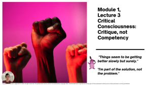 Lesson 3 – Critical Consciousness